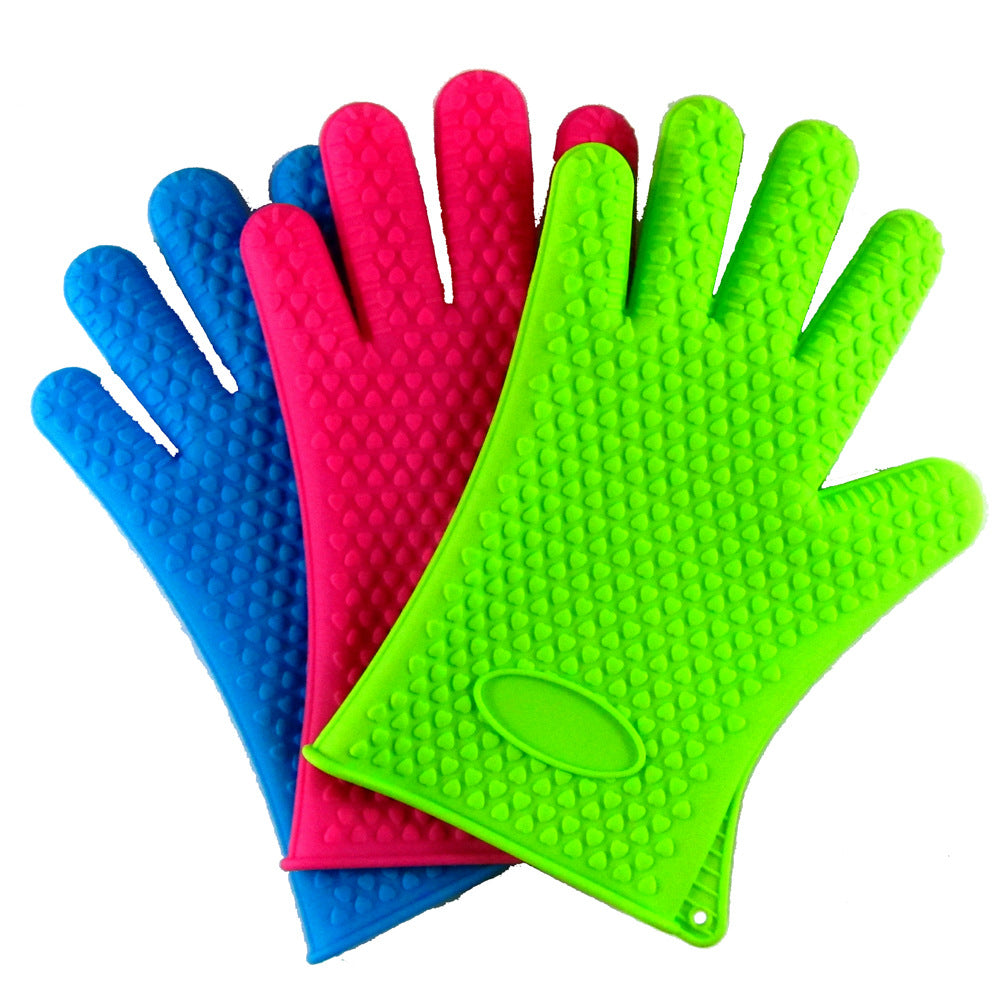 Kitchen Gloves Microwave Oven Heat Insulation High Temperature Resistant Thickening Anti-Scalding Baking Silicone