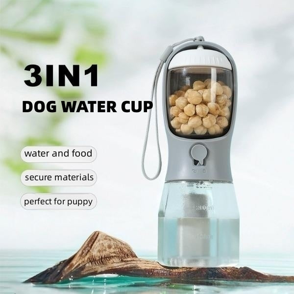 Dog Water Cup Drinking ,Food, Garbage Bag ,Three-in-one Portable Small Multi-functional Pet Cups Pets Supplies